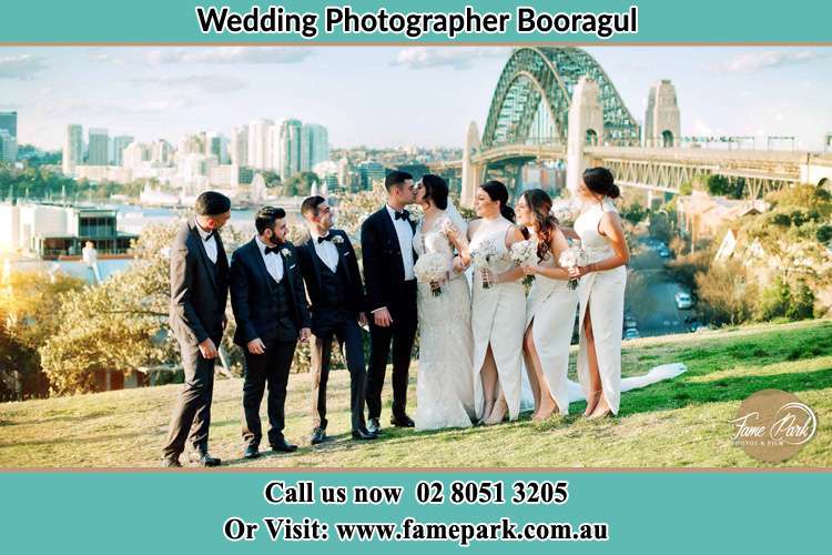 Photo of the Groom and the Bride with the entourage near the bridge Booragul NSW 2284