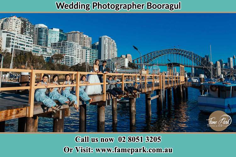 The couple and their entourage near the bridge Booragul