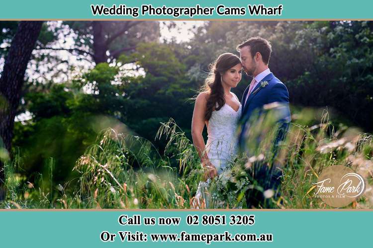 The Groom and the Bride in the garden Cams Wharf