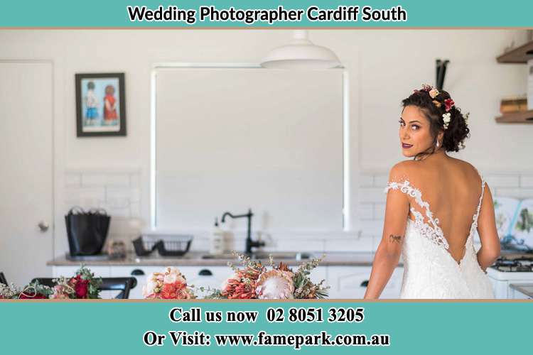 The Bride looked back to pose for the camera Largs Cardiff South