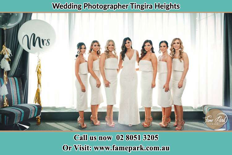 Bride and her Bride's maids on all white dress Tingira Heights